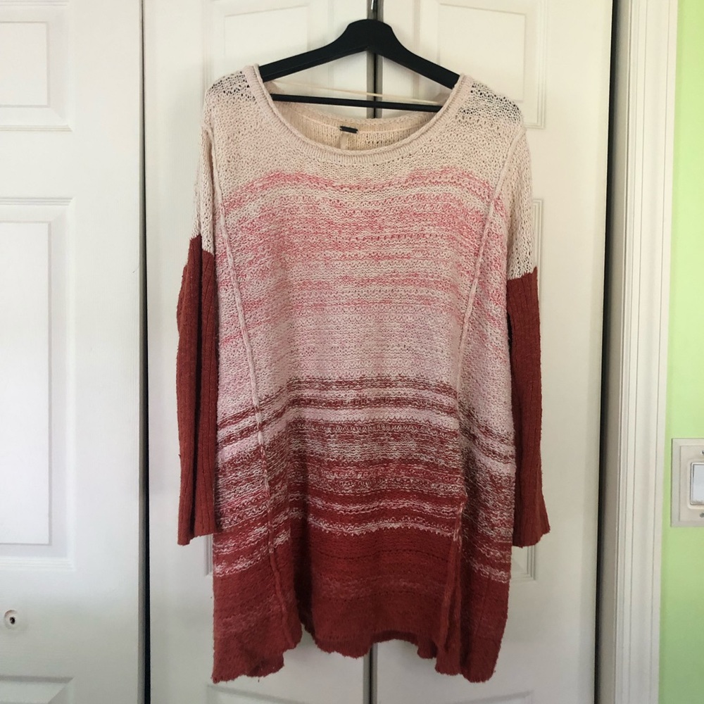 Orange/cream oversized Free People sweater